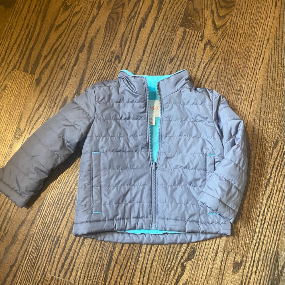 2T Boys Puffer Gray Lightweight Coat Jacket